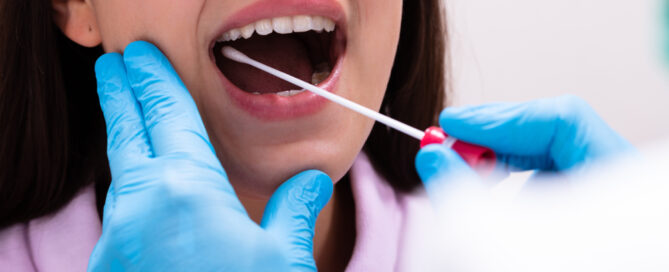 Mouth Swab Checking Saliva for Oral Health